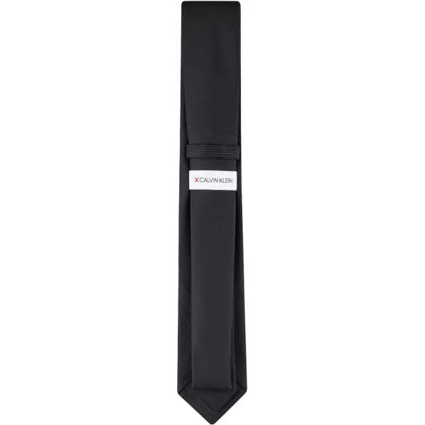 Calvin Klein Mens Classic Black Solid and Pattern Ties  Regular and Extra Large SizesBlack Textured Solid