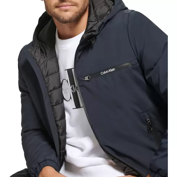 Calvin Klein Mens Classic Hooded Stretch JacketNavy