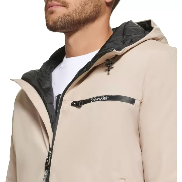 Calvin Klein Mens Classic Hooded Stretch JacketTan