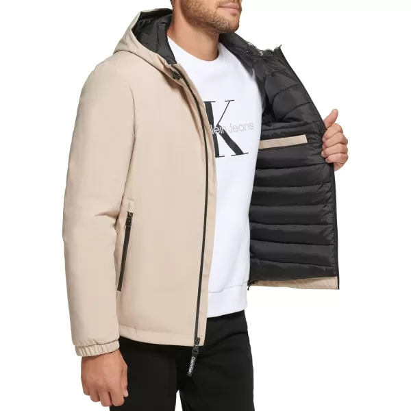 Calvin Klein Mens Classic Hooded Stretch JacketTan