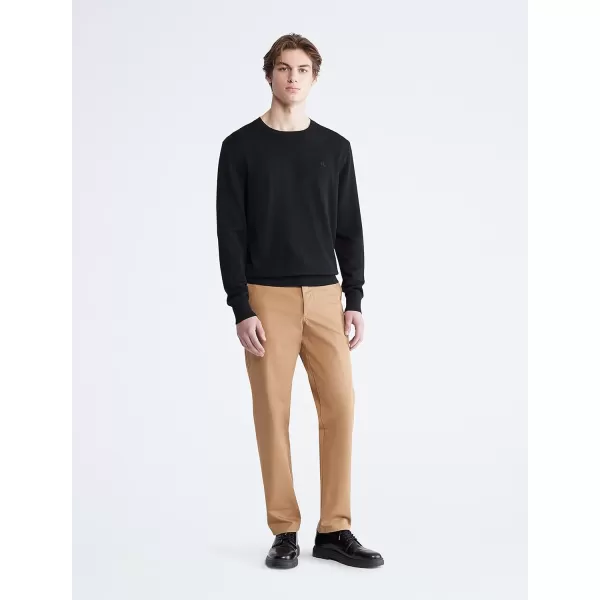 Calvin Klein Mens Compact Cotton Crewneck SweaterBlack