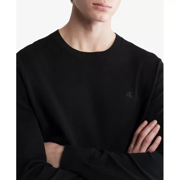 Calvin Klein Mens Compact Cotton Crewneck SweaterBlack