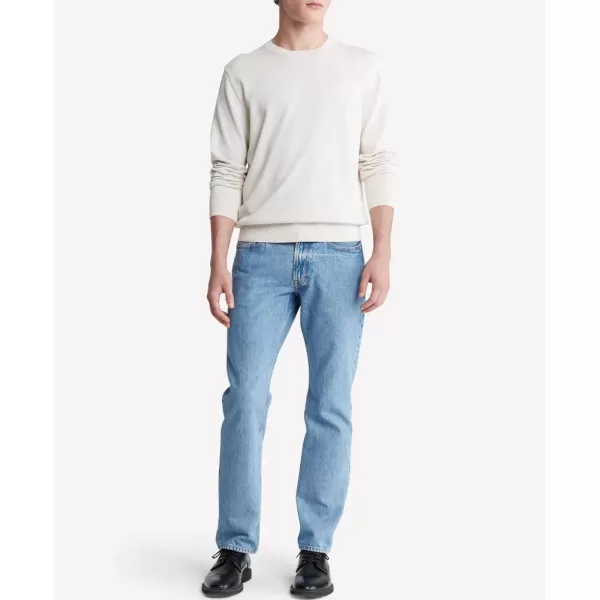 Calvin Klein Mens Compact Cotton Crewneck SweaterChalk Heather