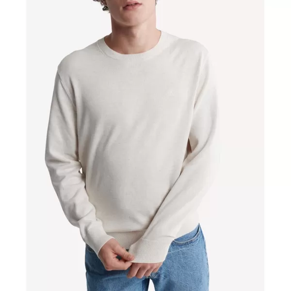 Calvin Klein Mens Compact Cotton Crewneck SweaterChalk Heather