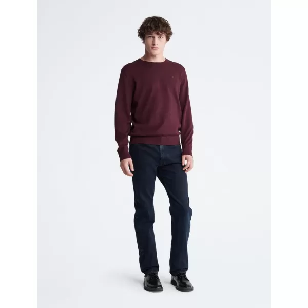 Calvin Klein Mens Compact Cotton Crewneck SweaterTawny Port Heather