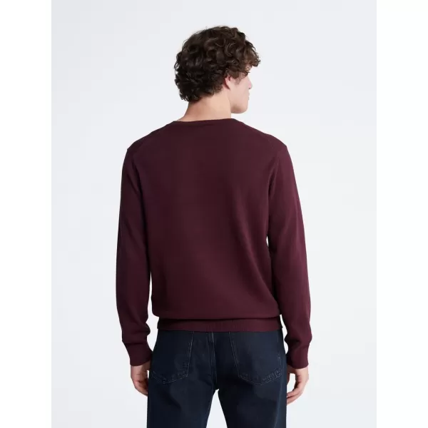 Calvin Klein Mens Compact Cotton Crewneck SweaterTawny Port Heather