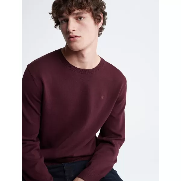 Calvin Klein Mens Compact Cotton Crewneck SweaterTawny Port Heather