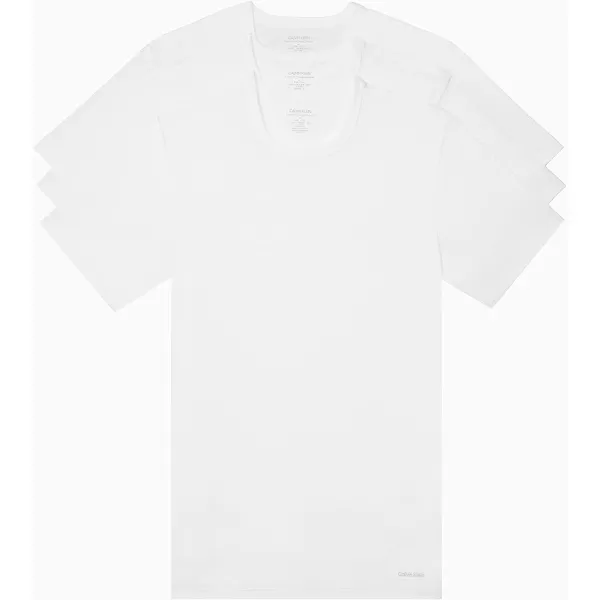 Calvin Klein Mens Cotton Classic 3Pack Slim Undershirts3 White  Crewneck