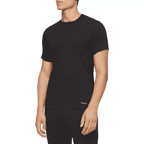 Calvin Klein Mens Cotton Classic 5Pack Slim Undershirts5 Black  Crewneck