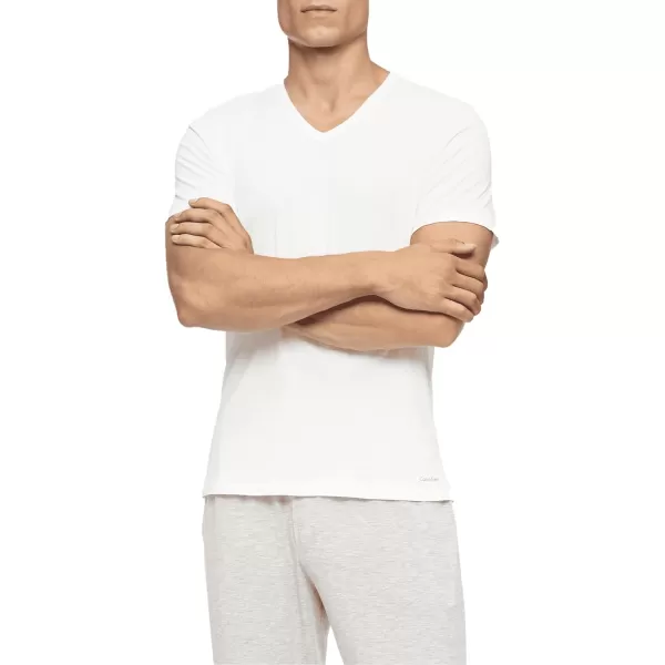 Calvin Klein Mens Cotton Classic 5Pack Slim Undershirts5 White Vneck