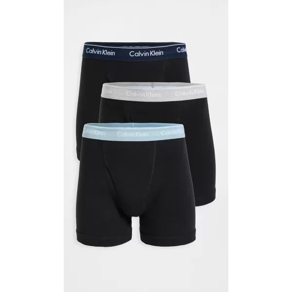 Calvin Klein Mens Cotton Classics 3Pack Boxer BriefBlack Bodies W ShorelineGrey HeatherArona