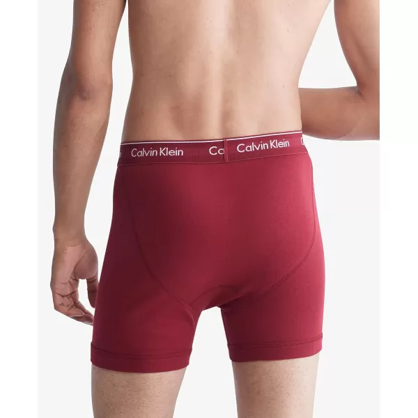 Calvin Klein Mens Cotton Classics 3Pack Boxer BriefTuffet Red Carpet Tapioca