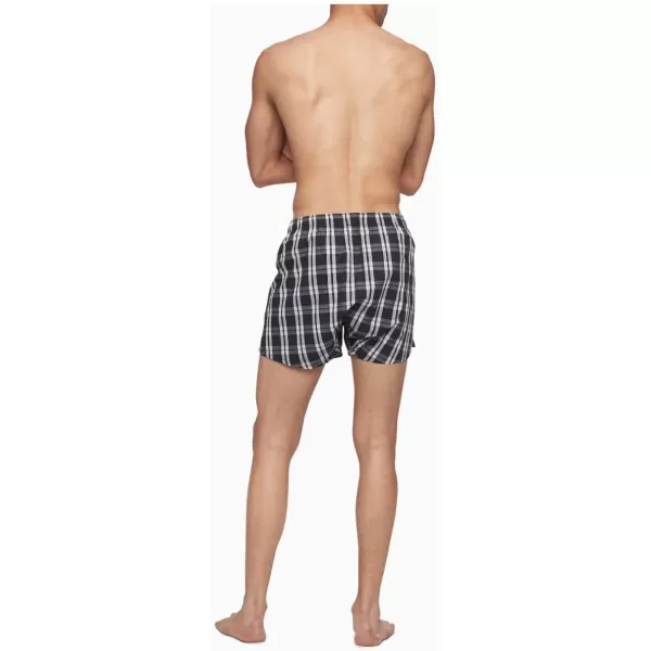 Calvin Klein Mens Cotton Classics 3Pack BoxerBlackMorgan Plaid BlackMontague Stripe Black