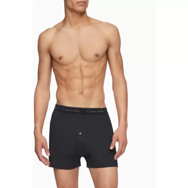 Calvin Klein Mens Cotton Classics 3Pack Knit Boxer3 Black