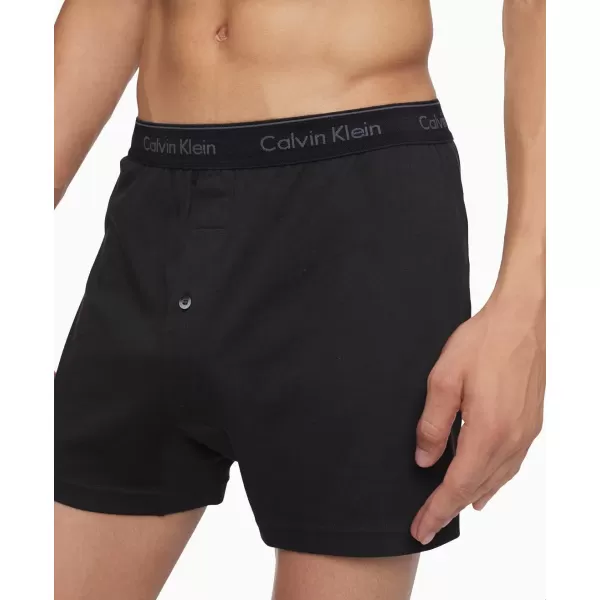 Calvin Klein Mens Cotton Classics 3Pack Knit Boxer3 Black