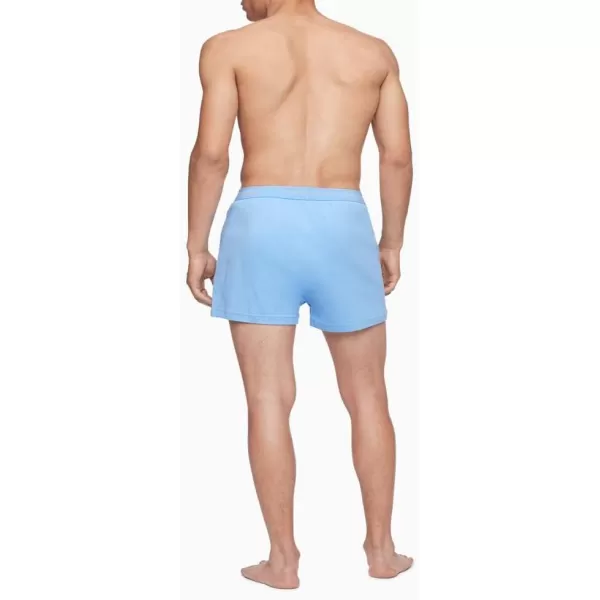 Calvin Klein Mens Cotton Classics 3Pack Knit BoxerBlue Bay Minnow Medieval Blue