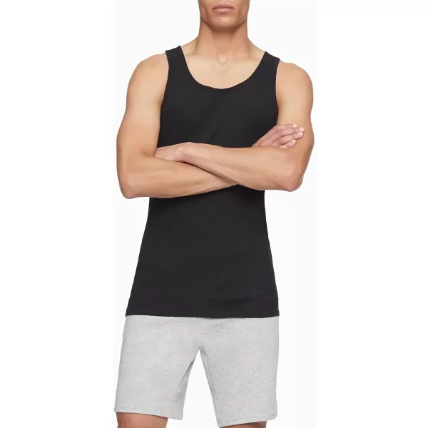 Calvin Klein Mens Cotton Classics 3Pack TanksBlack White Grey Heather