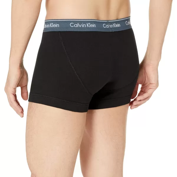 Calvin Klein Mens Cotton Classics 3Pack TrunkBlack Bodies W Cerise Lipstick Grey Heather Blue Edge