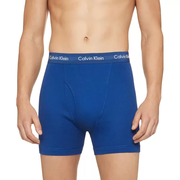 Calvin Klein Mens Cotton Classics 5Pack Boxer Brief2 Mazarine Blue 1 Periwinkle 1 Dark Night 1 Evening Blue