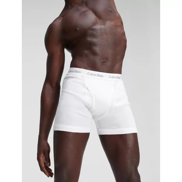 Calvin Klein Mens Cotton Classics 5Pack Boxer BriefWhite W Natural Gray Grey Heather White Night Sky Ponderosa Pine