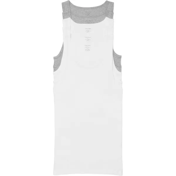 Calvin Klein Mens Cotton Classics 5Pack Tanks3 White 2 Grey Heather Tank