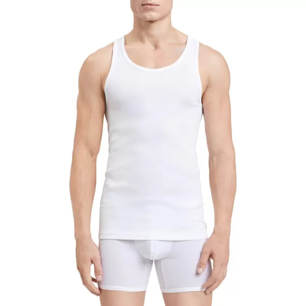 Calvin Klein Mens Cotton Classics 5Pack Tanks5 White  Tank