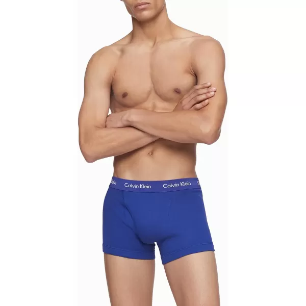 Calvin Klein Mens Cotton Classics 5Pack Trunk1 Periwinkle 2 Mazarine Blue 1 Dark Knight 1 Evening Blue