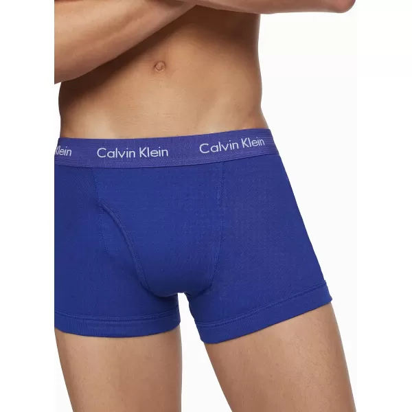 Calvin Klein Mens Cotton Classics 5Pack Trunk1 Periwinkle 2 Mazarine Blue 1 Dark Knight 1 Evening Blue