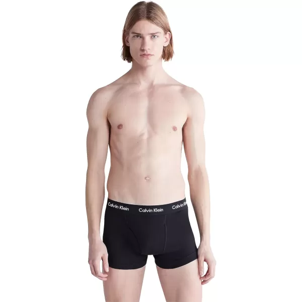 Calvin Klein Mens Cotton Classics 5Pack TrunkBlack With Atlantic DeepCinnabarGrey HeatherBel Air BlueBlueberry Waistband