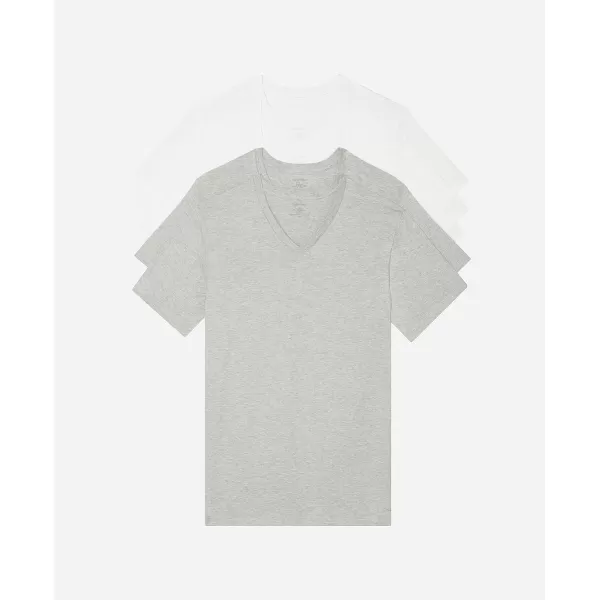 Calvin Klein Mens Cotton Classics 5Pack Undershirts3 White  2 Grey Heather Vneck