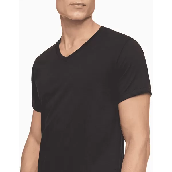 Calvin Klein Mens Cotton Classics 5Pack Undershirts5 Black Vneck