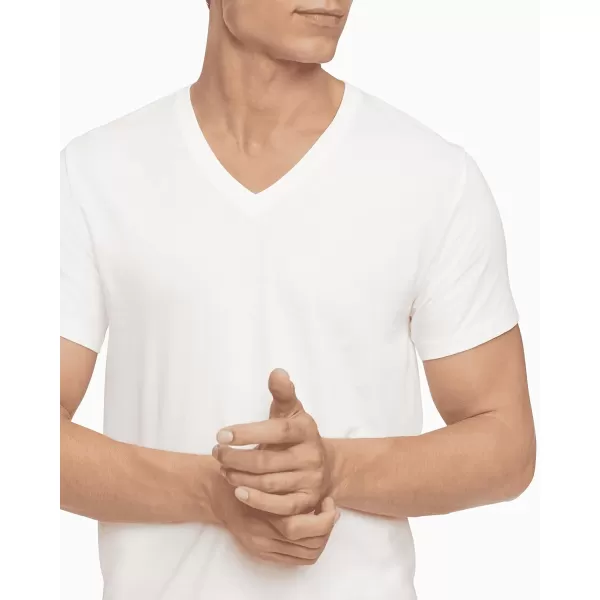 Calvin Klein Mens Cotton Classics 5Pack Undershirts5 White Vneck