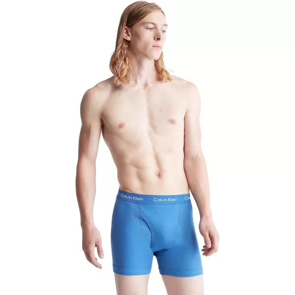 Calvin Klein Mens Cotton Classics 7Pack Boxer Brief3 Blue Depths 2 Boardwalk Blue 2 Water Reflection