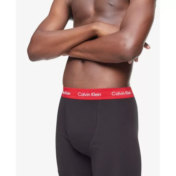 Calvin Klein Mens Cotton Stretch 3Pack Boxer BriefBlack Bodies W Aspen Berry Sangria Lake Crest Blue Wbs