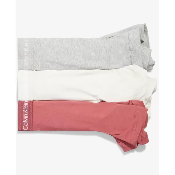 Calvin Klein Mens Cotton Stretch 3Pack Boxer BriefGrey Heather  Silver Birch  Raspberry Blush