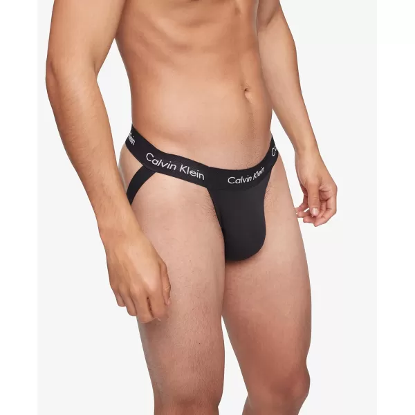Calvin Klein Mens Cotton Stretch 3Pack Jock Strap3 Black