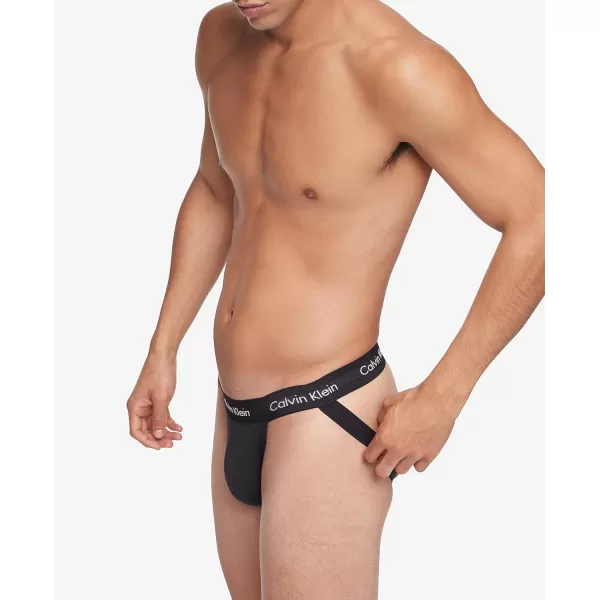 Calvin Klein Mens Cotton Stretch 3Pack Jock Strap3 Black
