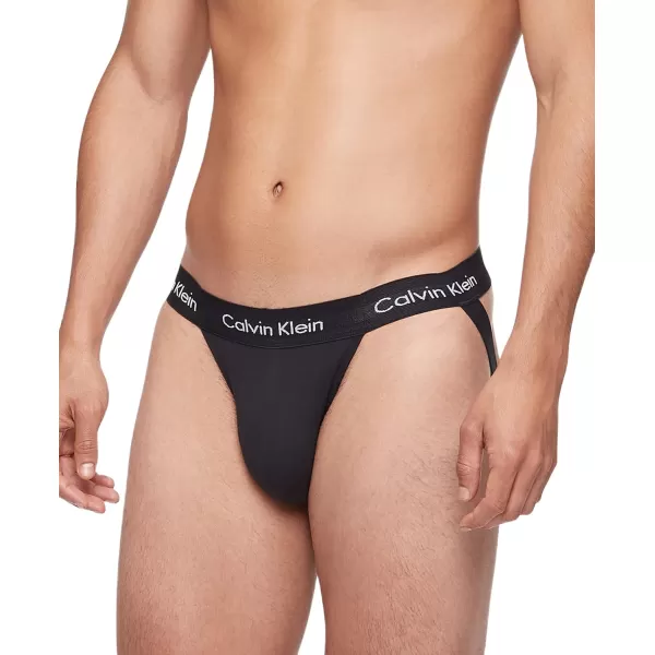 Calvin Klein Mens Cotton Stretch 3Pack Jock Strap3 Black