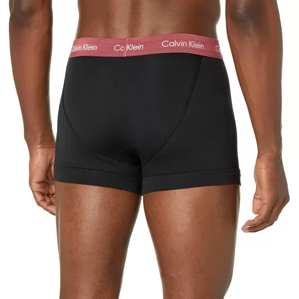 Calvin Klein Mens Cotton Stretch 3Pack TrunkBlack Bodies W Grey Heather Silver Birch Raspberry Blush