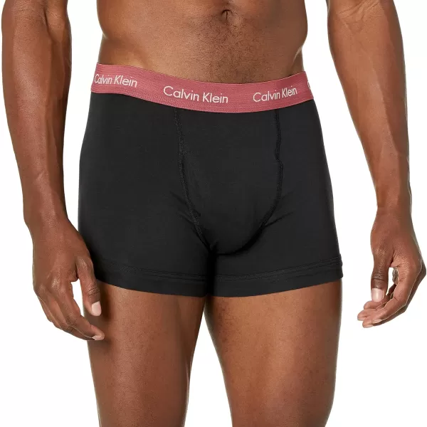 Calvin Klein Mens Cotton Stretch 3Pack TrunkBlack Bodies W Grey Heather Silver Birch Raspberry Blush