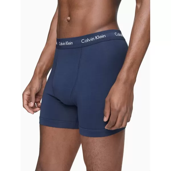 Calvin Klein Mens Cotton Stretch 5Pack Boxer Brief3 Blue Shadow  2 Cobalt