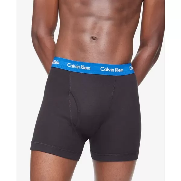 Calvin Klein Mens Cotton Stretch 5Pack Boxer BriefBlack Bodies W Ocean Hue Tuscan Terra Cotta Gre