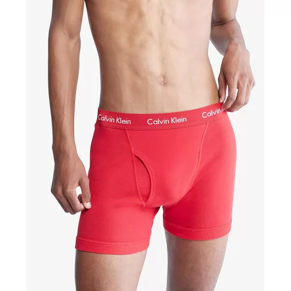 Calvin Klein Mens Cotton Stretch 5Pack Boxer BriefBlack Grey Heather Exact Tapioca Olive