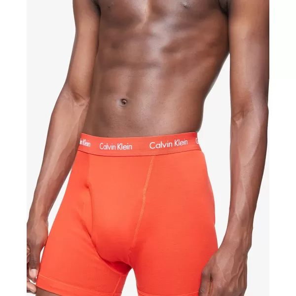 Calvin Klein Mens Cotton Stretch 5Pack Boxer BriefOcean Hue Tuscan Terra Cotta Grey Heather Deep Moat Blue Storm Cloud