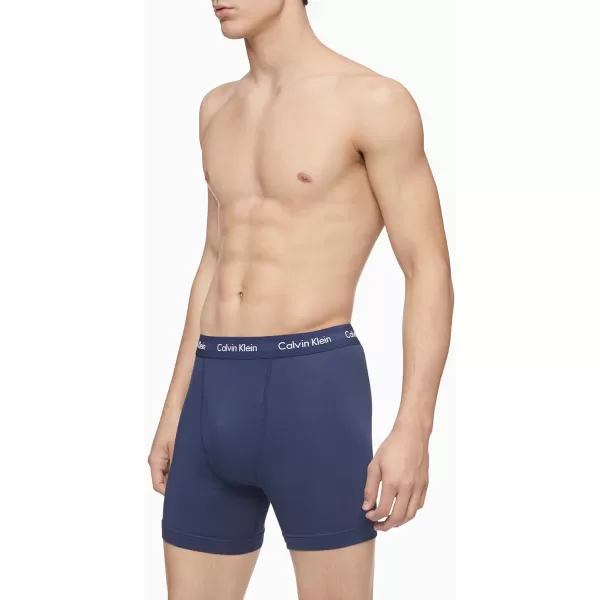 Calvin Klein Mens Cotton Stretch 7Pack Boxer Brief2 Blue Shadow 2 White 2 Black 1 Cobalt Water