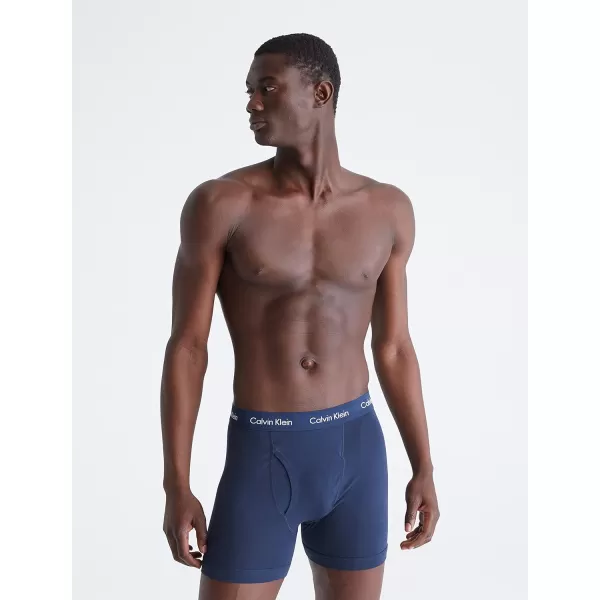 Calvin Klein Mens Cotton Stretch 7Pack Boxer Brief3 Black 2 Blue Shadow 2 Cobalt Water