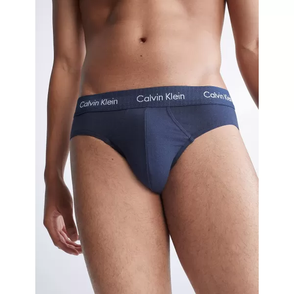 Calvin Klein Mens Cotton Stretch 7Pack Hip Brief3 Black 2 Blue Shadow 2 Cobalt Water