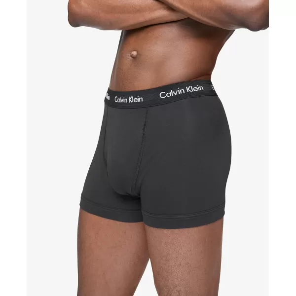 Calvin Klein Mens Cotton Stretch Low Rise Trunks2 Black 2 White 1 Grey Heather