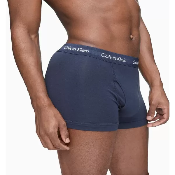 Calvin Klein Mens Cotton Stretch Low Rise Trunks3 Blue Shadow 2 Cobalt