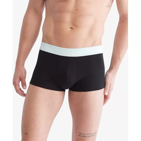 Calvin Klein Mens Cotton Stretch Low Rise TrunksBlack Bodies W Dragon Fly Mudstone Asphalt Grey